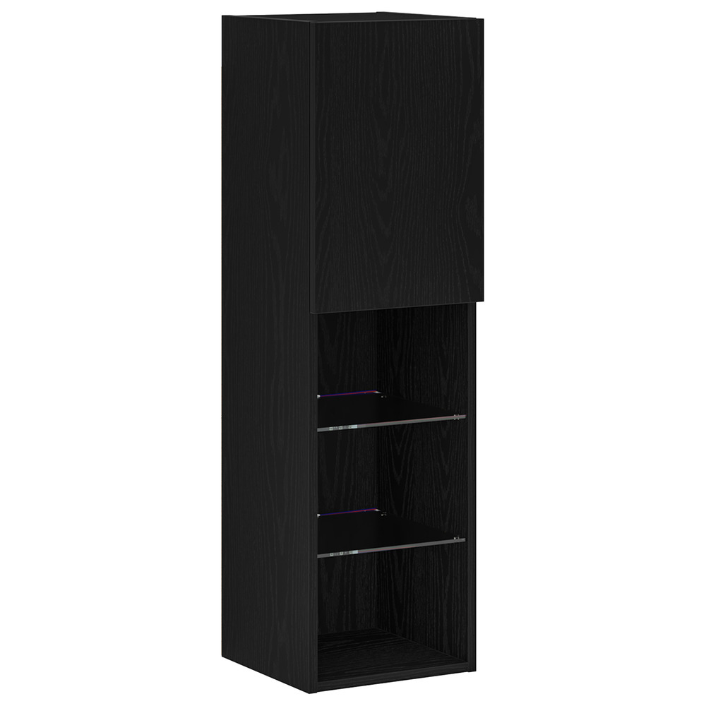 Meuble tv led chêne noir 30,5x30x102 cm bois d'ingénierie