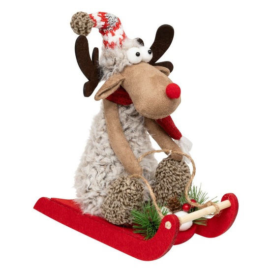 Renne sur luge 15x28cm
