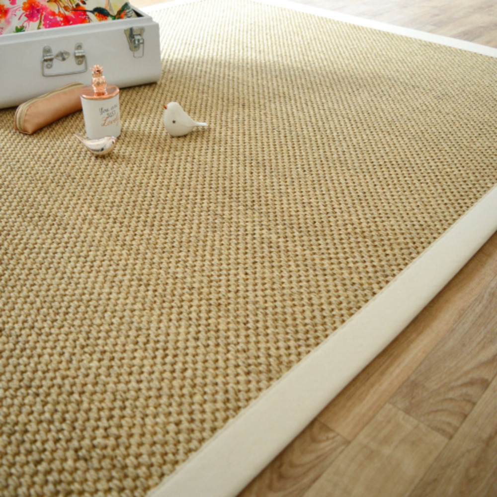 Tapis sisal - kidara naturel - ganse écru - 250 x 350 cm