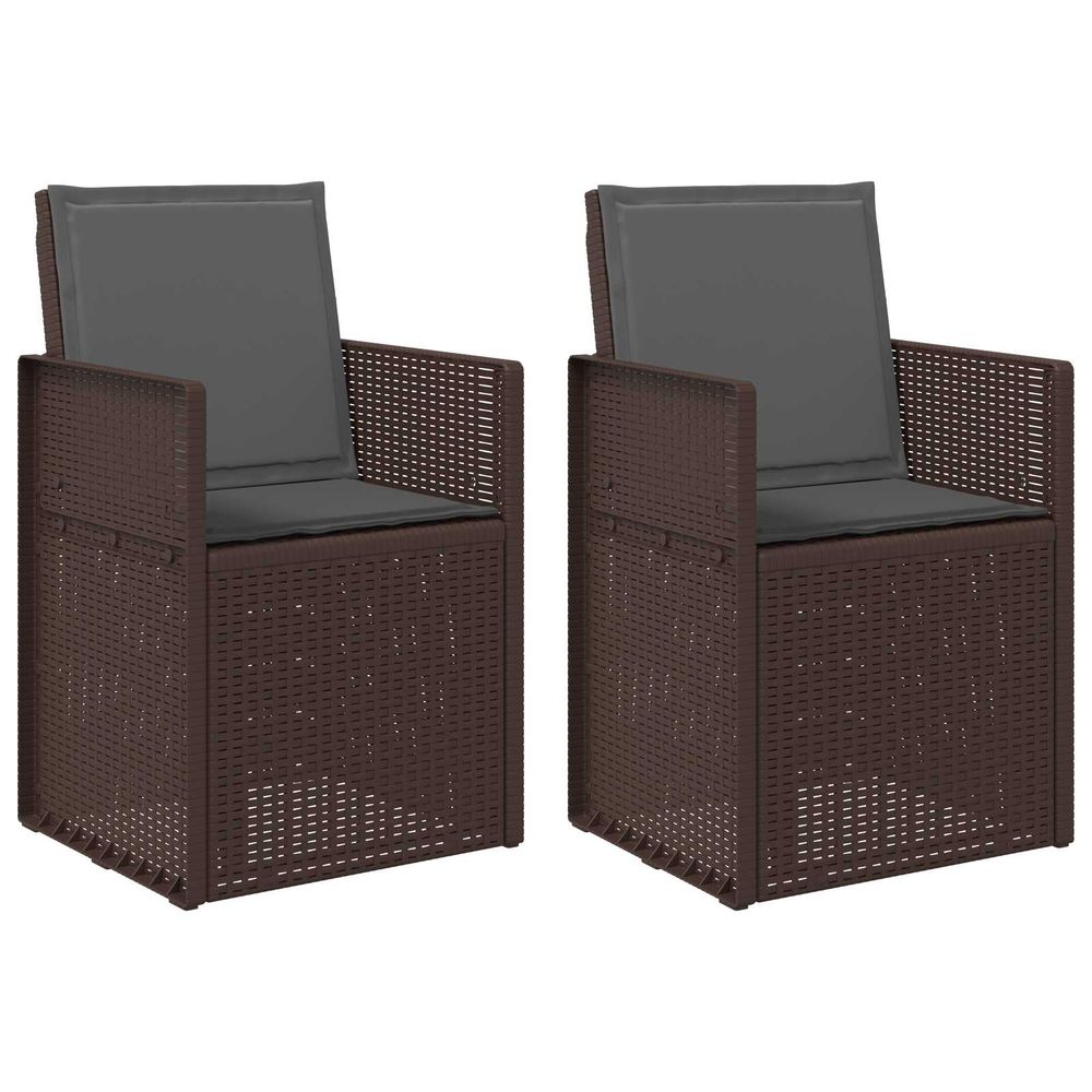 Chaises de jardin salle à manger 2 pc marron et anthracite pp