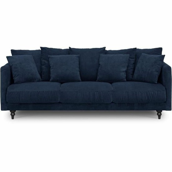 Canapé droit fixe 4 places - tissu bleu - classique - 212 x 93 cm - constance