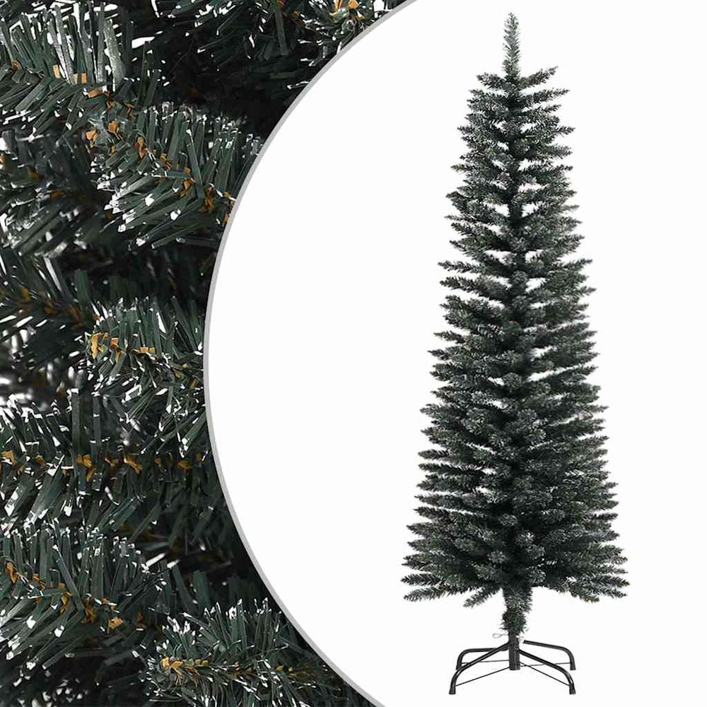 Sapin de noël artificiel mince enneigé pvc pour espace réduit vert 120 cm