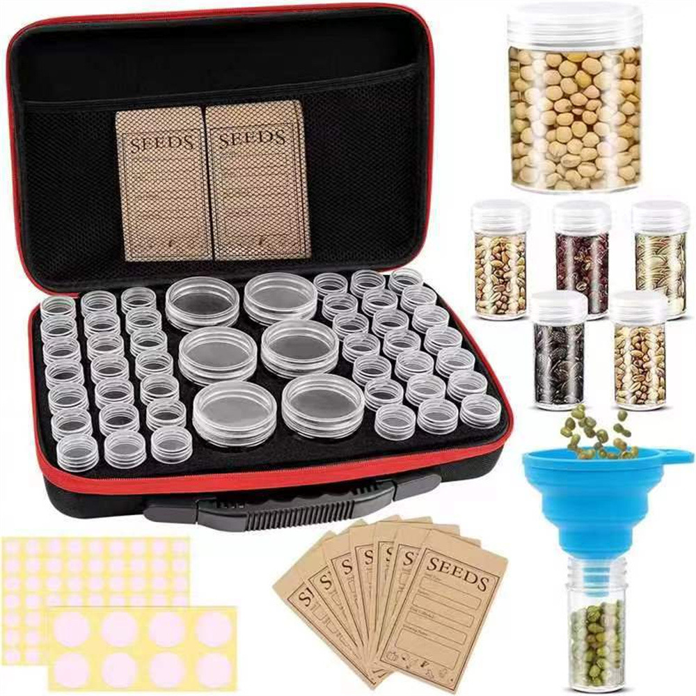 48 fentes boite à graines, boîte de stockage de graines avec étiquettes autocollantes-rouge