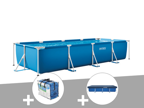 Kit piscine tubulaire rectangulaire 4,50 x 2,20 x 0,84 m + bâche de protection +