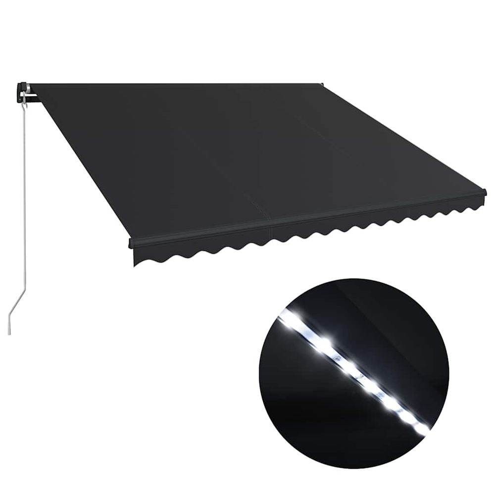 Auvent manuel rétractable avec led 450x300 cm anthracite
