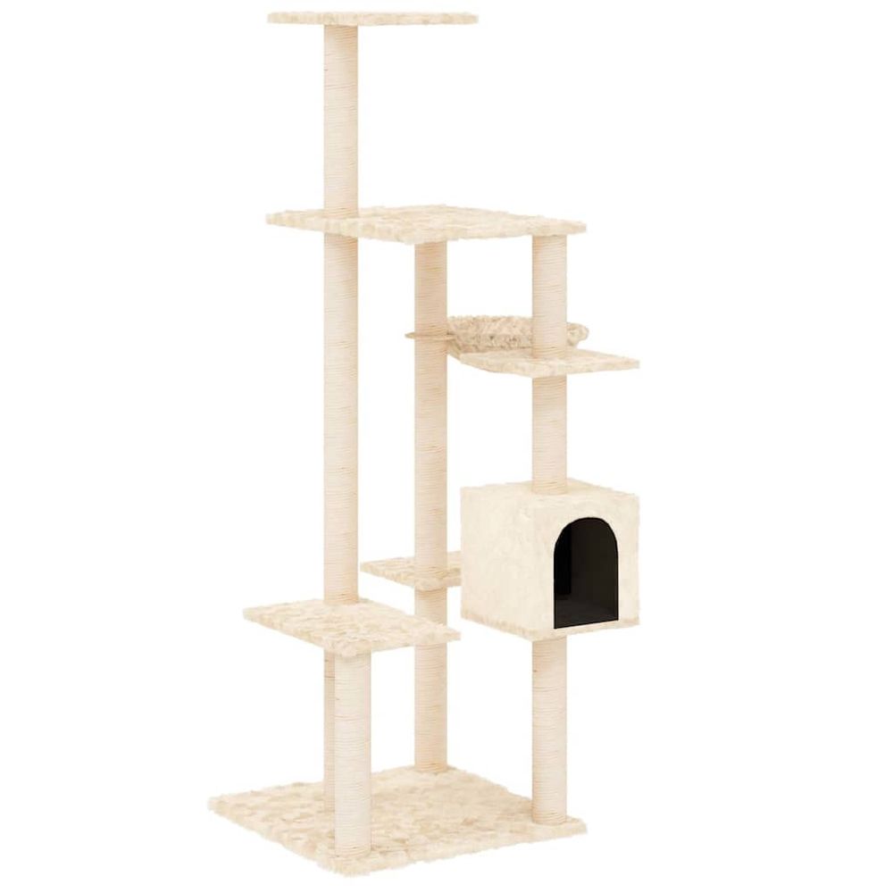 Arbre à chat avec griffoirs en sisal crème 142 cm