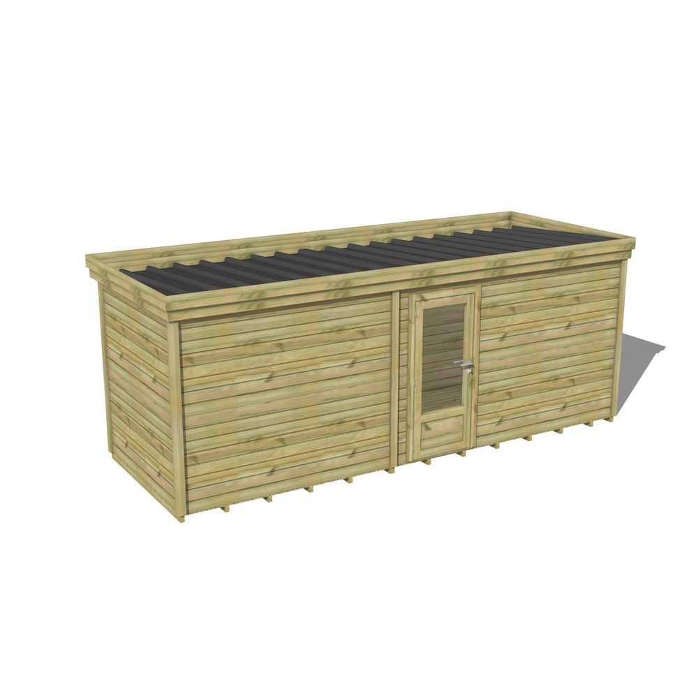 Abri de jardin bois pin traité autoclave 27mm - 5,995x2,14m / 13m2 - bac acier - plancher bois