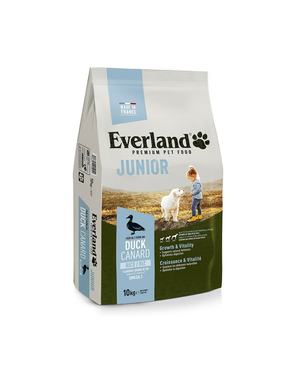 Aliment croquette chien nutrio junior 10kg everland