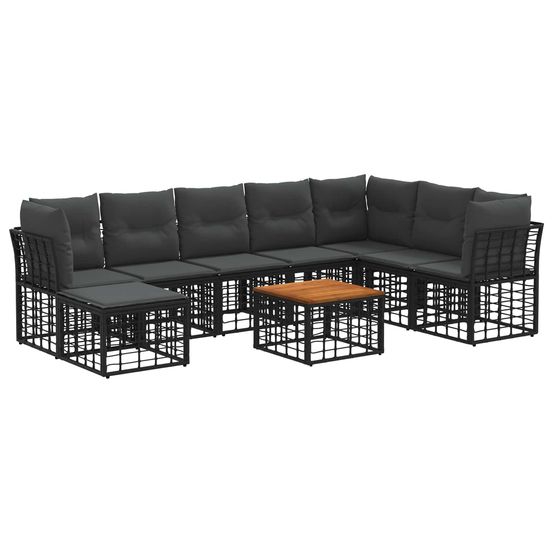Ensemble de canapés d'extérieur 9 pc noir et gris foncé