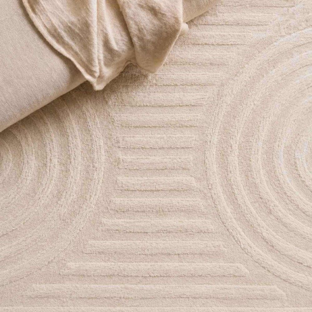 Tapis doux beige forme arches 60x110cm