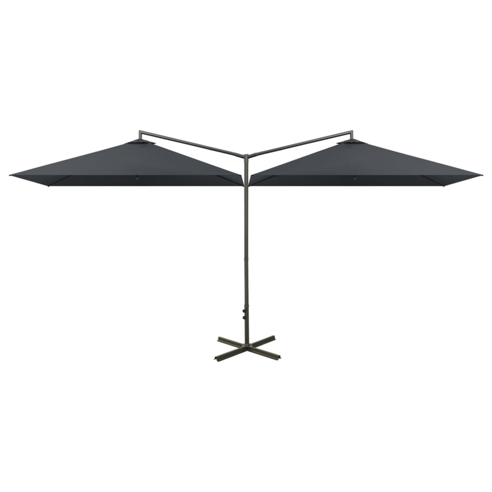 Parasol de jardin double avec mât en acier anthracite 600x300cm