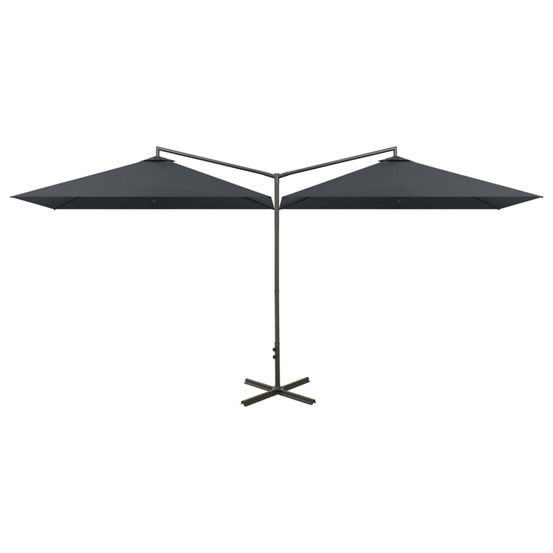 Parasol de jardin double avec mât en acier anthracite 600x300cm