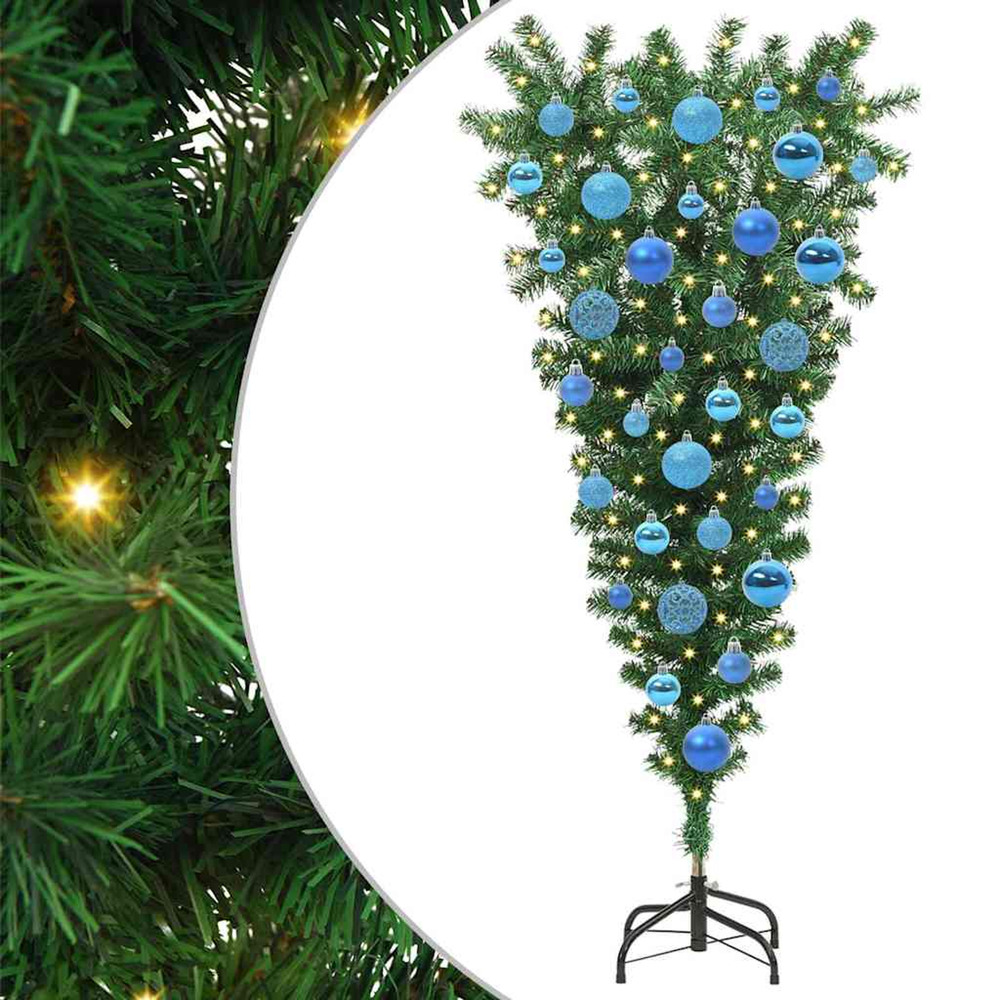 Arbre de noël artificiel pré-éclairé à l'envers avec ensemble de boules
