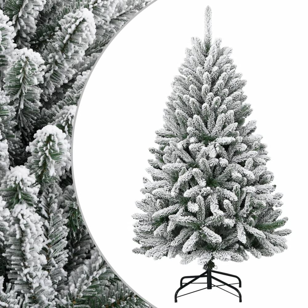 Sapin de noël artificiel floqué pvc installation facile pour intérieur blanc 120 cm