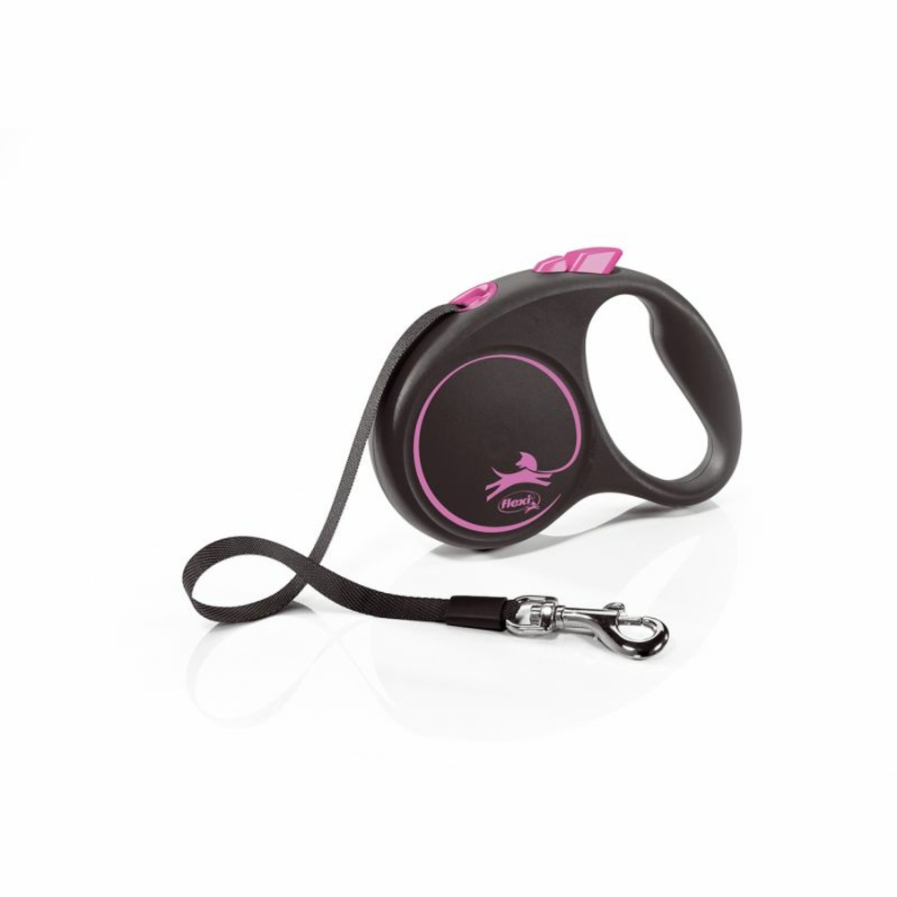Laisse black design s tape 5m black/ pink flexi fu12t5-251-s-cp