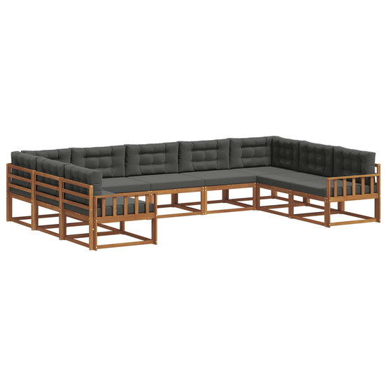 Ensemble de canapés d'extérieur 9 pcs naturel et anthracite