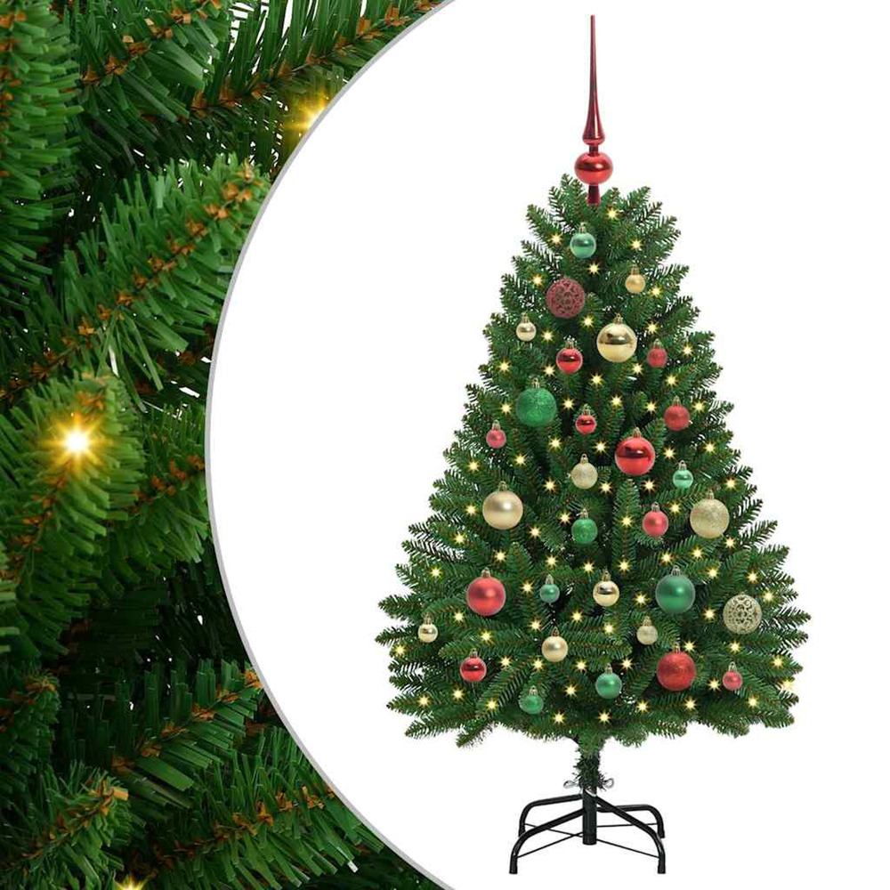 Sapin de noël artificiel avec 150 led vert 120 cm pvc et métal