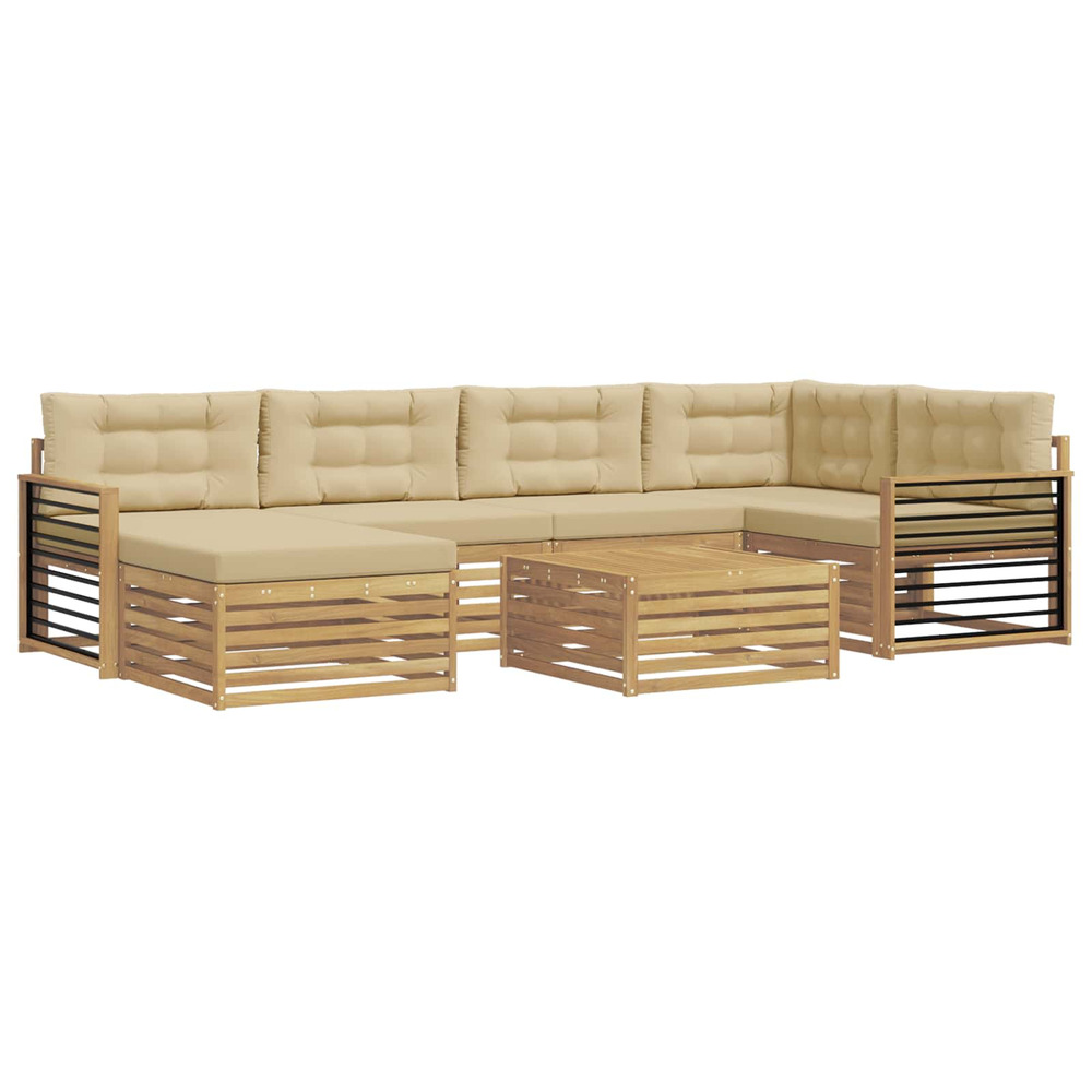Ensemble de canapés d'extérieur 7 pcs blanc et beige