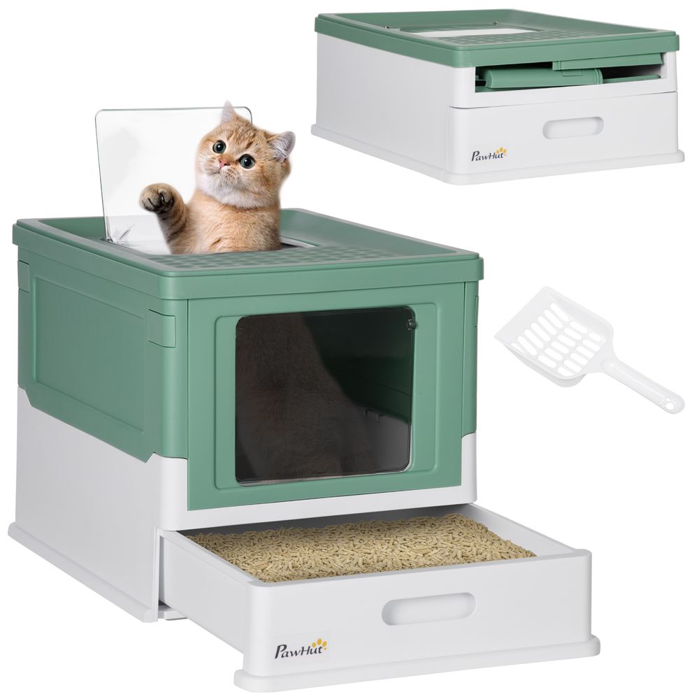 Maison toilette pliable plastique adulte litière double porte 47x35x36cm vert