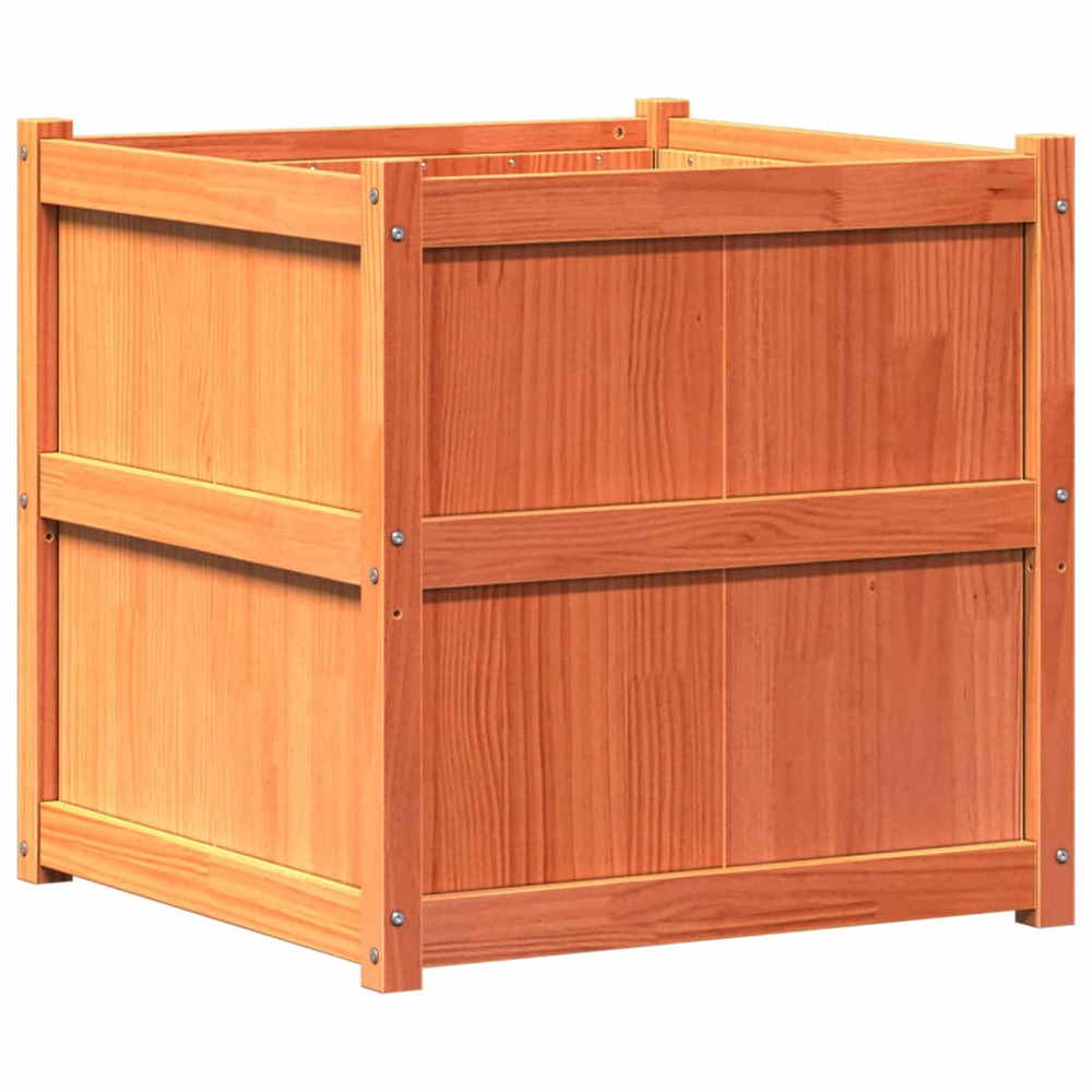 Jardinière d'extérieur cire marron 70x70x70 cm bois de pin massif