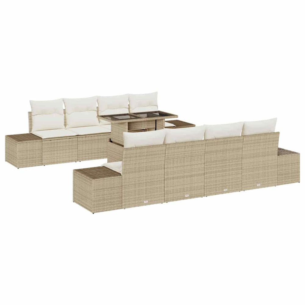 Ensemble de canapé de jardin avec coussin 7 pcs beige et crème