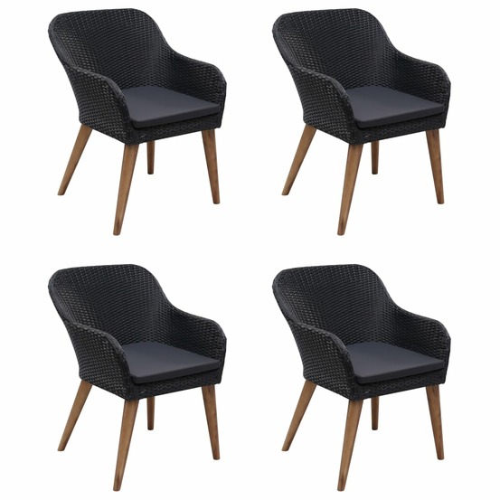 Ensemble à manger de jardin 5 pcs noir