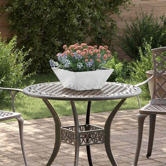 Pot de fleur bol en acier galvanisé pour jardin argent 35 cm