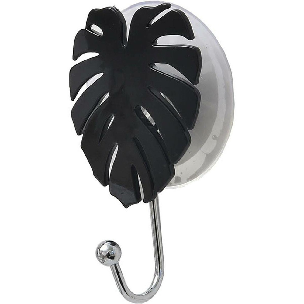 Crochet feuille ps sur ventouse - noir