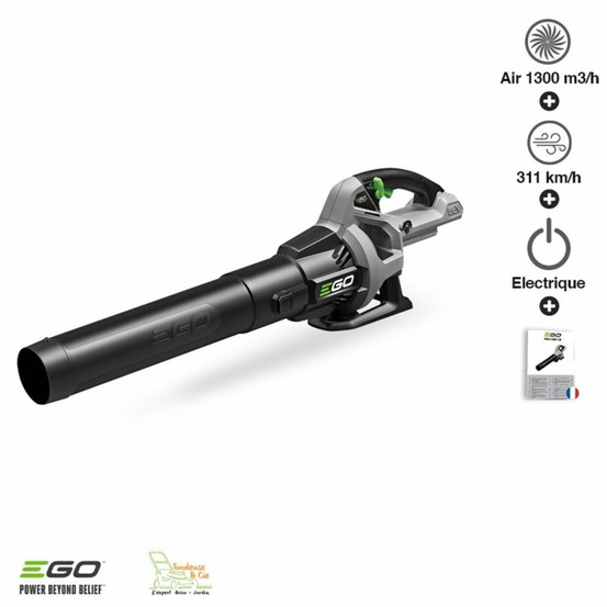 Souffleuse à feuilles pour entretien jardin débit 1300 m3/h vitesse air 313km/h ego lb7650e sans chargeur ni batterie