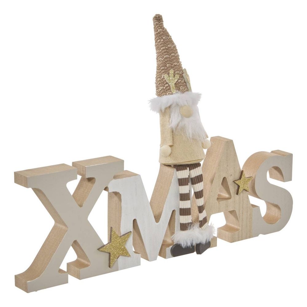 Mot décoratif en bois noël gnome l. 30 cm