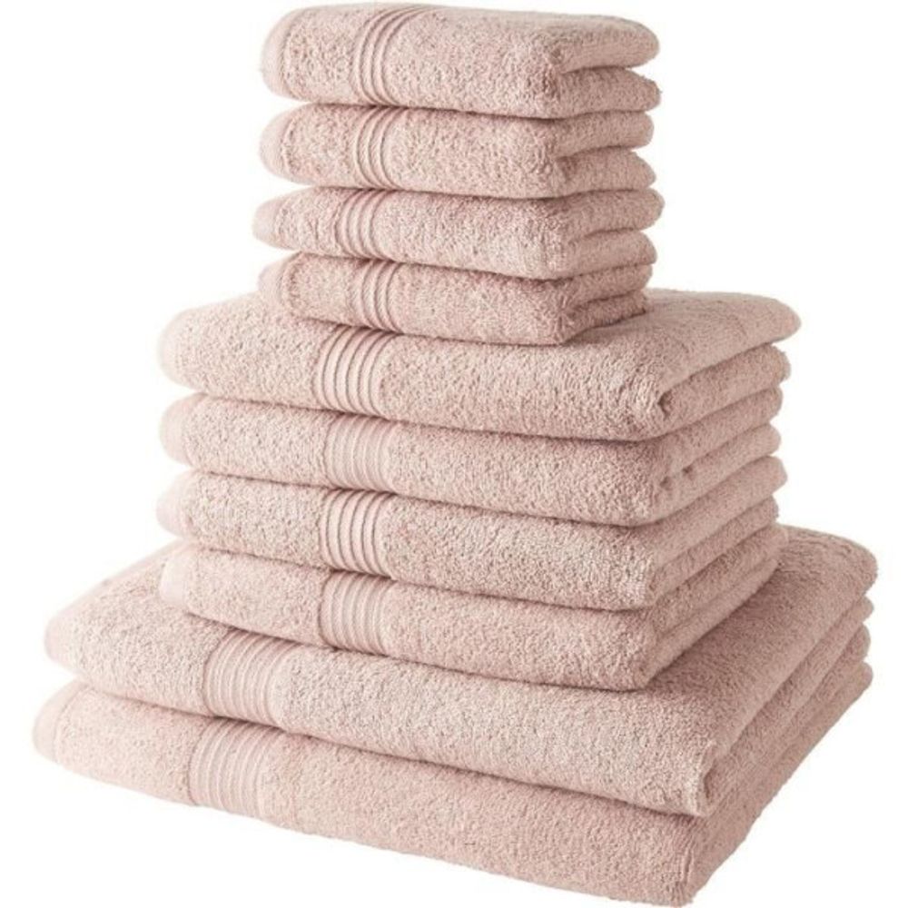 Lot de 10 serviettes de bain comprenant 4 serviettes 30x50 + 4 serveites 50x90 + 2 draps de bain 70x130 cm 100% coton - ro