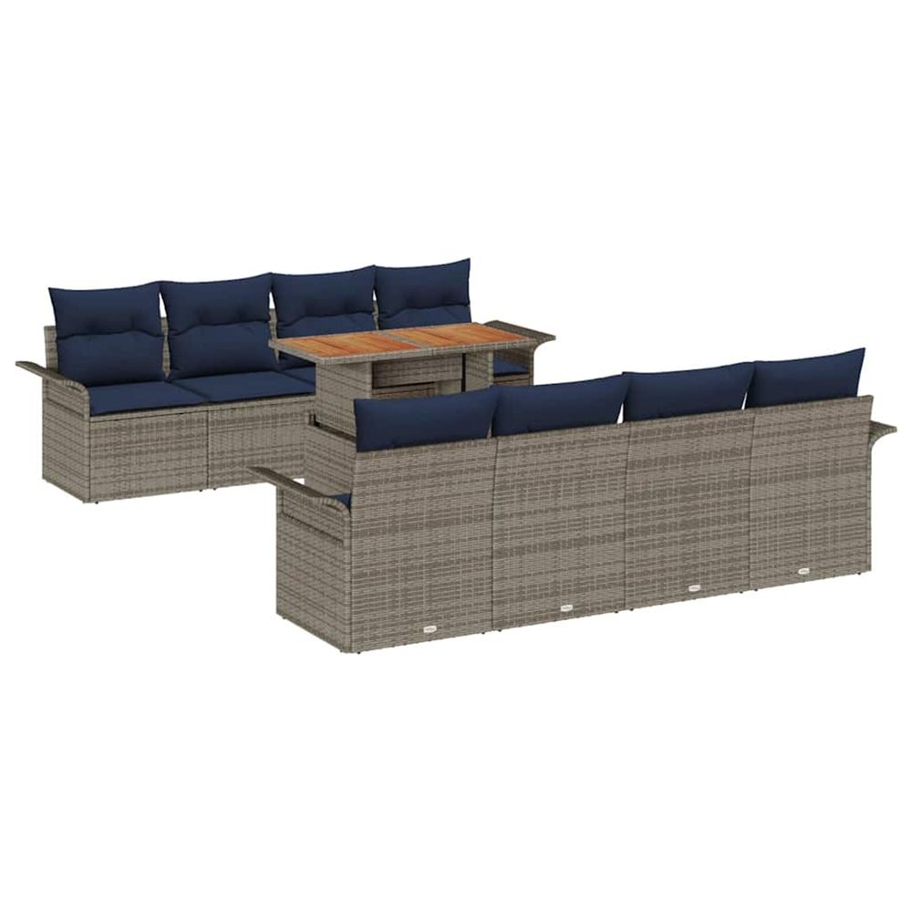 Ensemble de canapé de jardin 7 pc gris et bleu marine
