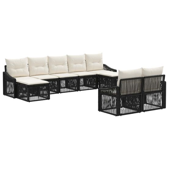 Ensemble de canapé de jardin 9 pc noir polyrotin
