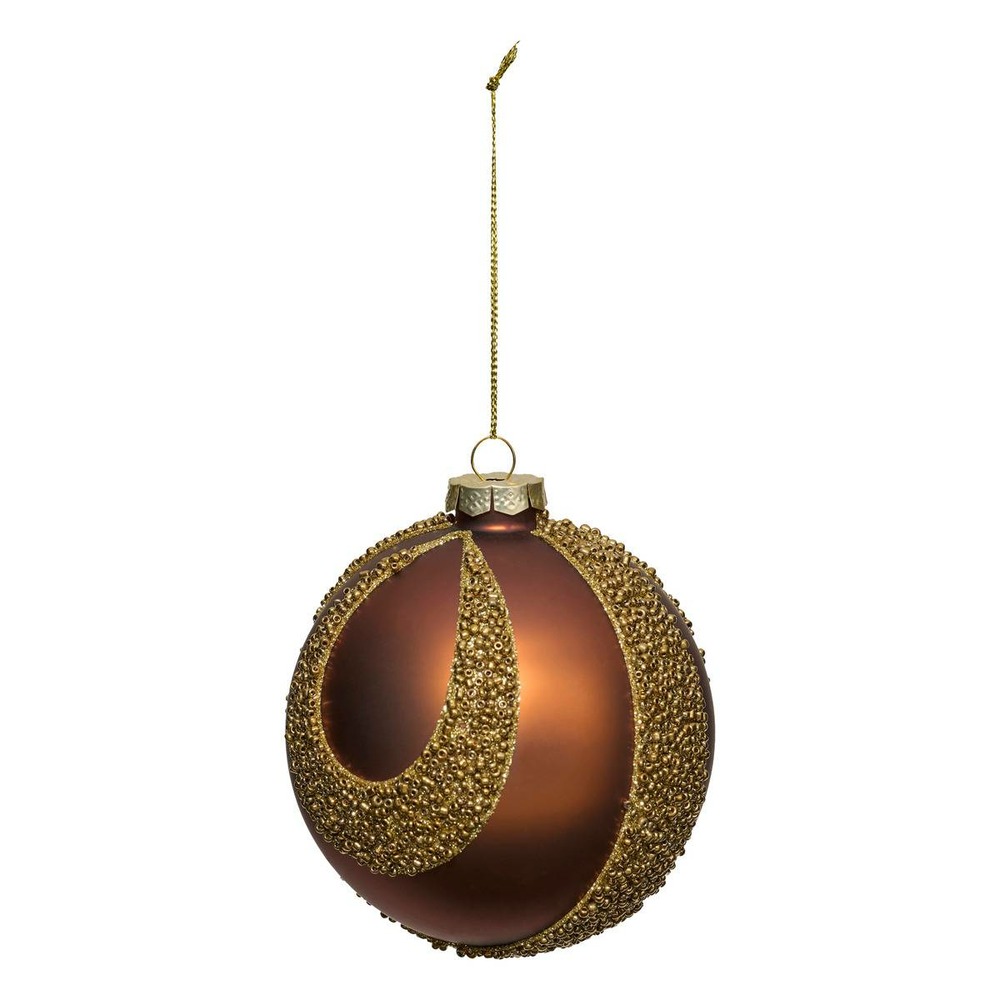Boule verre perle doré dam 10cm marron
