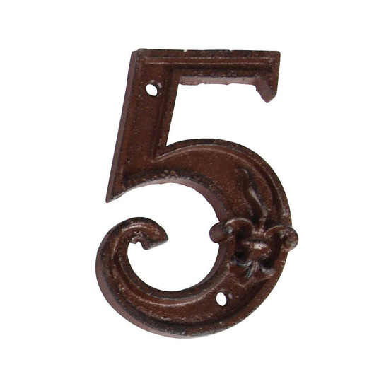 Numéro de maison en fonte chiffre 5