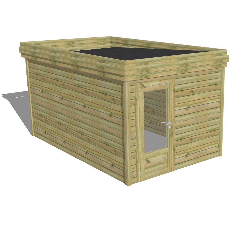 Abri de jardin bois pin traité autoclave 27mm - 2,64x4,34m / 11m2 - bac acier - abri français