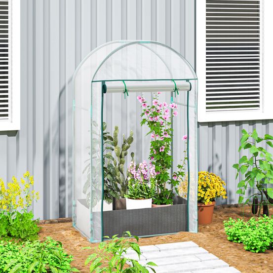 Serre de jardin adossée acier et pe transparent 89 x 50 x 152 cm balcon porte zippée - comfortxl outdoor living