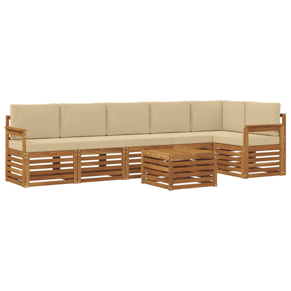 Ensembles de canapés avec coussin 7 pcs naturel et beige