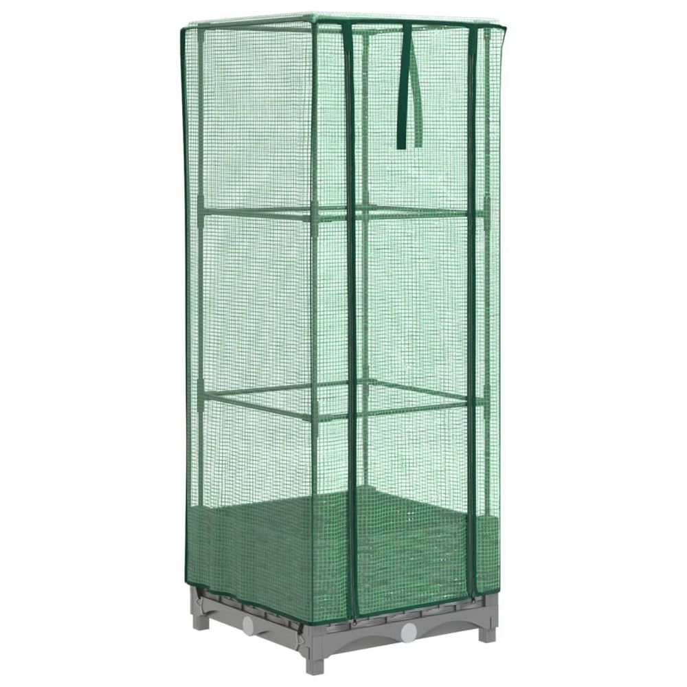 Jardinière surélevée avec housse aspect rotin 40x40x123 cm