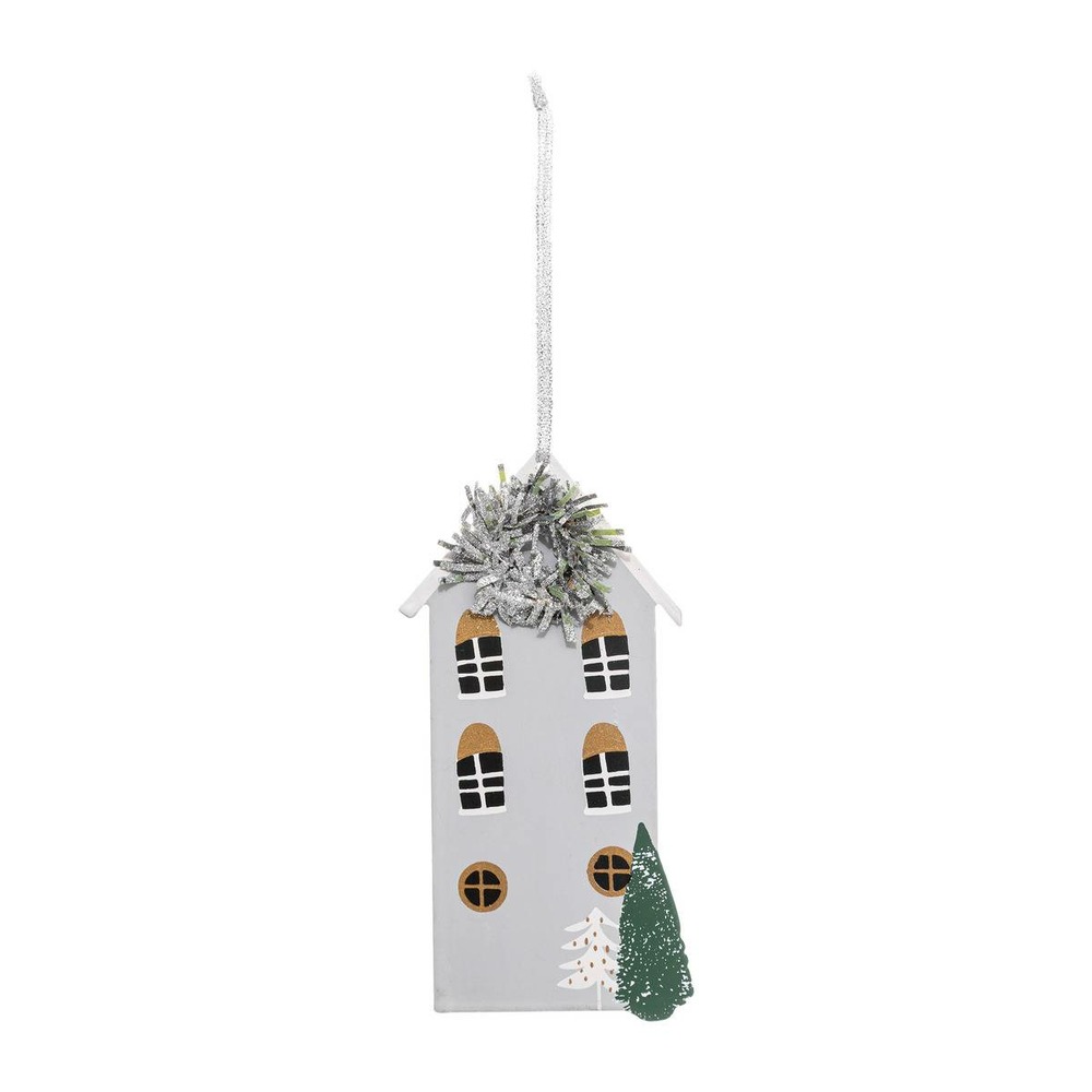 Sujet de noël maison métal grise 13,5 cm