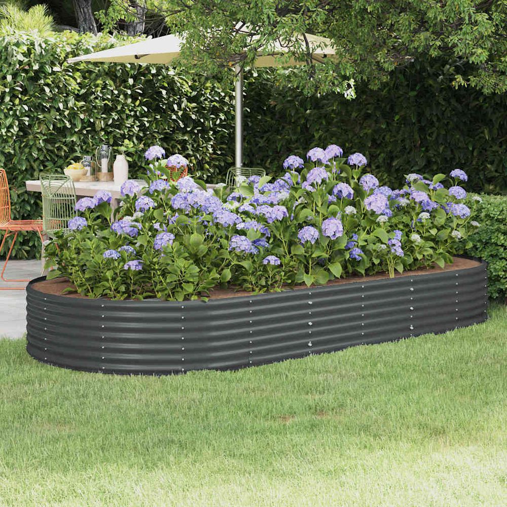 Grand carré potager acier galvanisé pour jardin anthracite 296x140x36 cm