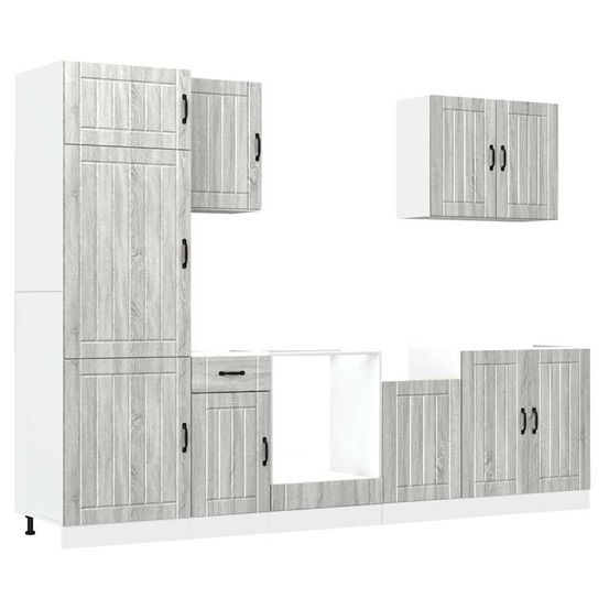 Ensemble d'armoires de cuisine 7 pcs lucca bois d'ingénierie