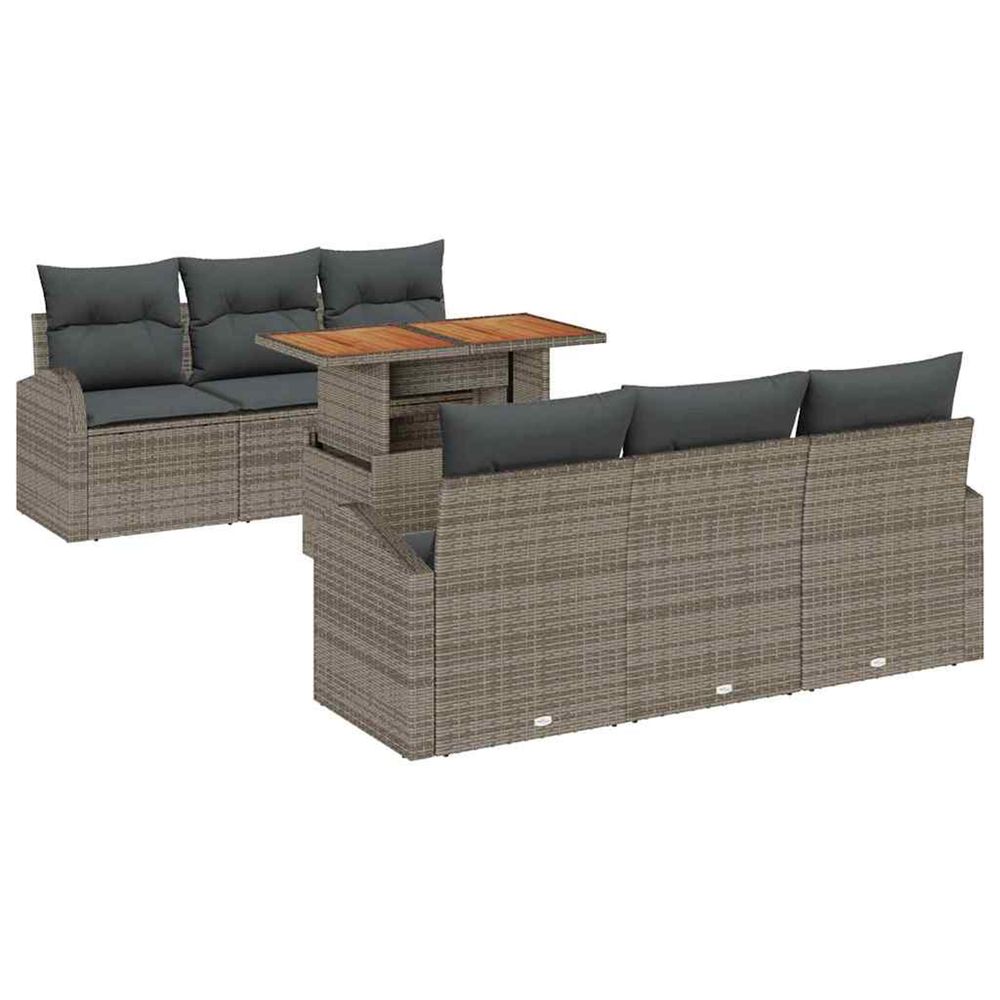 Ensemble de canapé de jardin 7 pc gris poly rotin