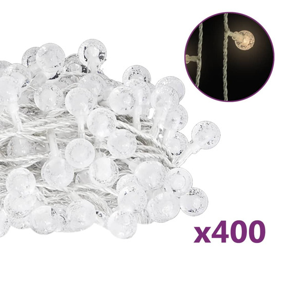 Guirlande lumineuse globe 40 m 400 led blanc chaud 8 fonctions