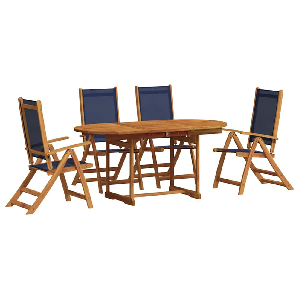 Ensemble à manger de jardin 5pcs bois d'acacia solide textilène