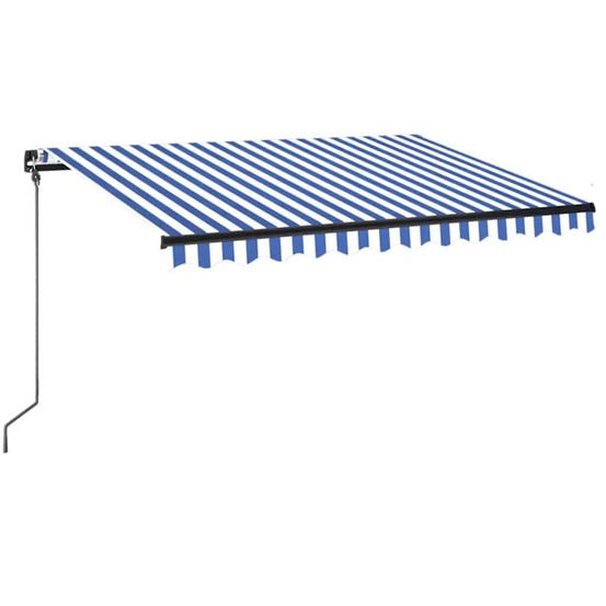 Auvent manuel rétractable avec led 350x250 cm bleu et blanc