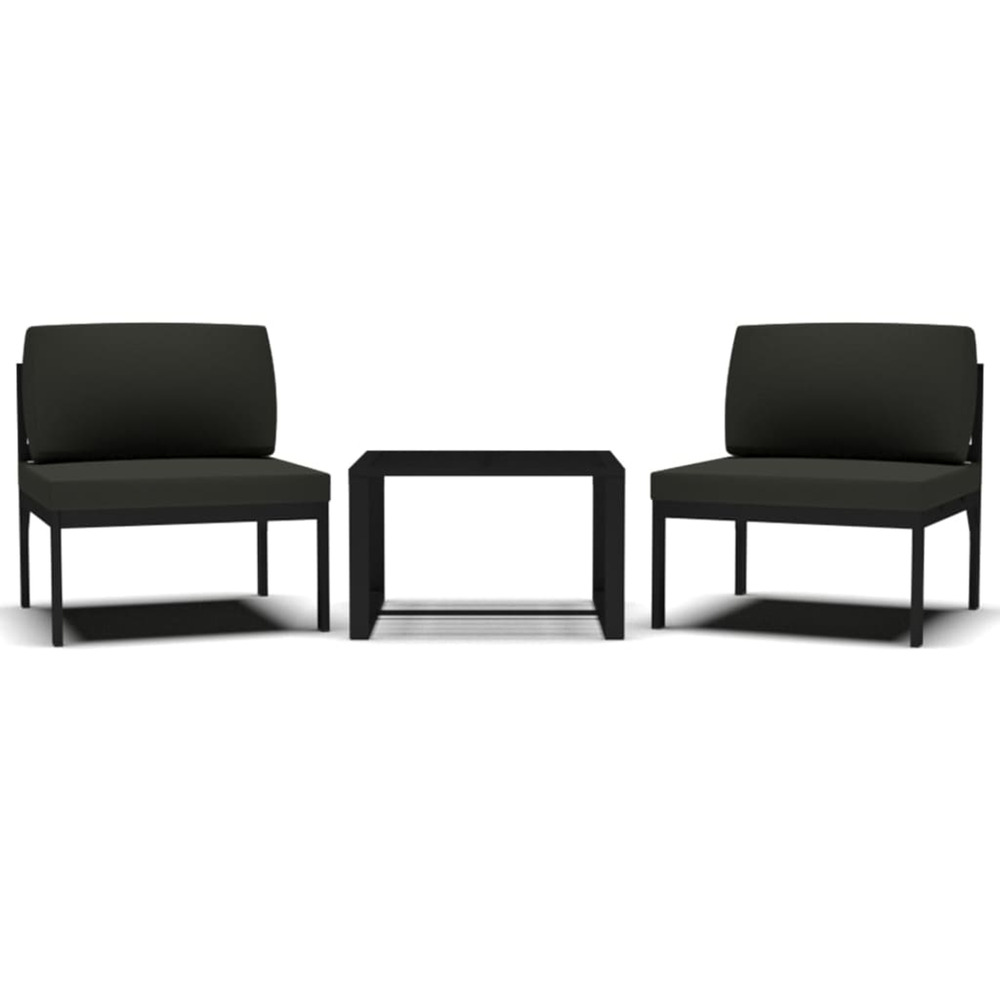 Jeu de canapés de jardin 3 pcs et coussins aluminium anthracite