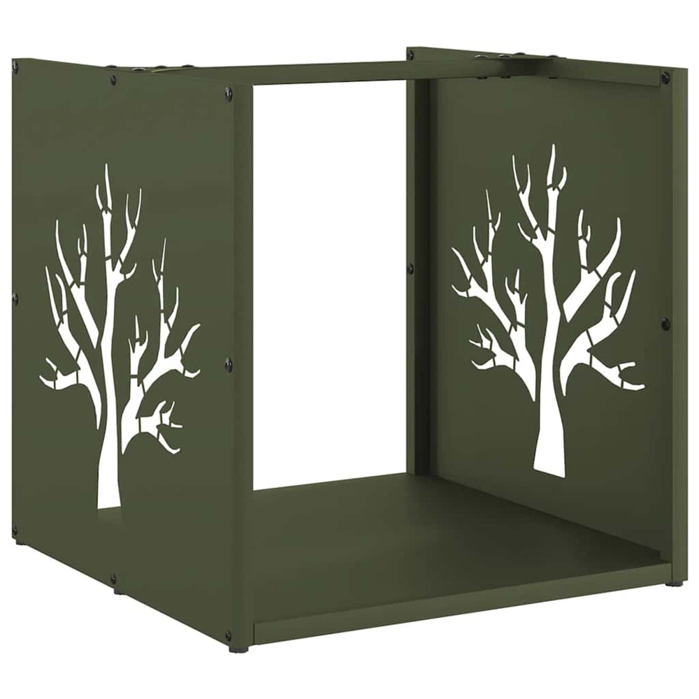 Portant de bois chauffage vert olive 40x40x40 cm