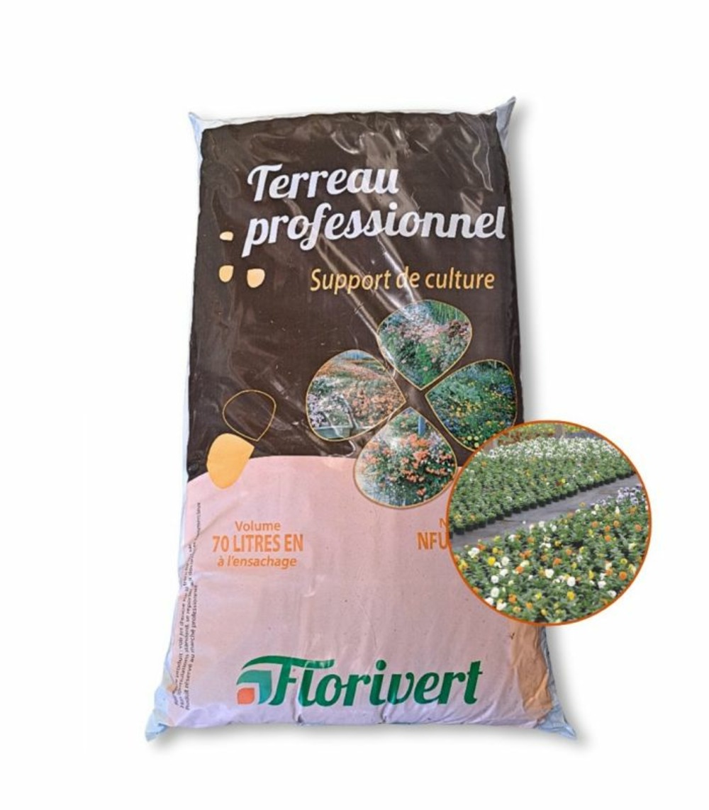 Terreau pour plantes vertes et fleurs flori horticole 70l, structure fine - florivert neg01644