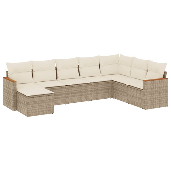 Salon de jardin avec coussins 8 pcs beige résine tressée